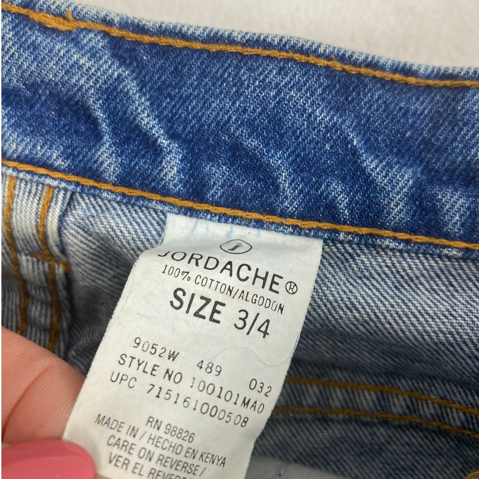 Jordache Vintage Jeans Junior 3/4 Mid Rise Straight Leg Blue Jeans 100% Cotton