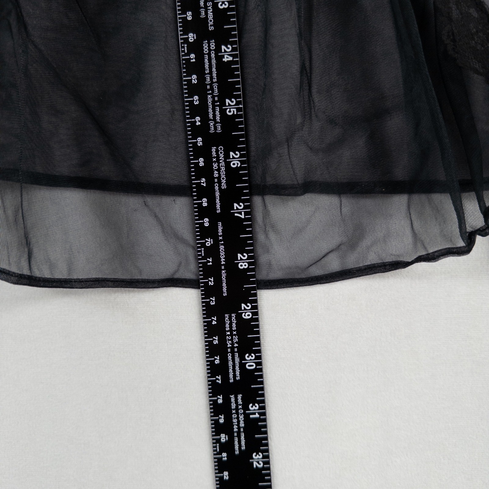 Vintage Made In California Lingerie Topper Kimono Sz Small Black Sheer Lace Trim