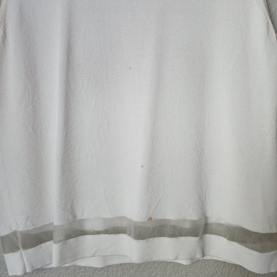 CHANEL 2000 Y2K CC Logo Sleeveless Knit Top Sheer Hem Ecru Vintage size 40