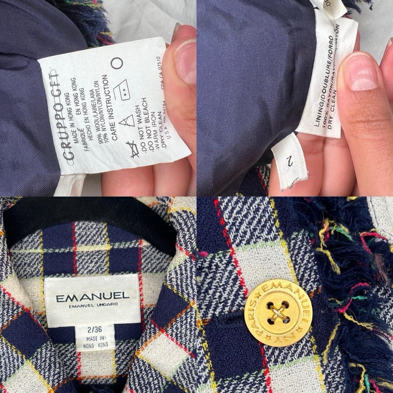 1990s Emanuel Ungaro suit jacket w slouchy sleeves made in Hong Kong size small