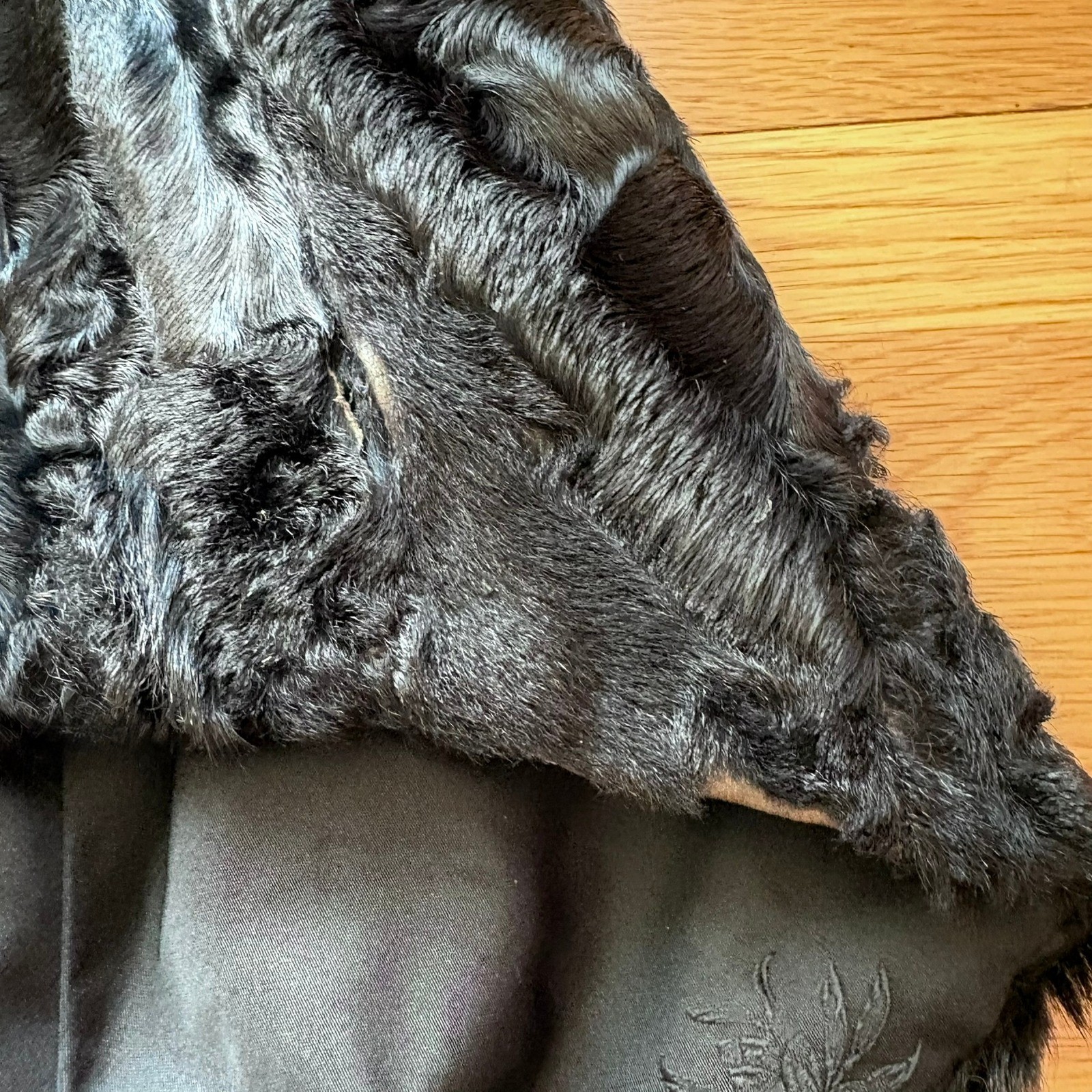 Eilers Vintage 1950s Black Persian Lamb Fur Capelet Portrait Collar Karakul Cape