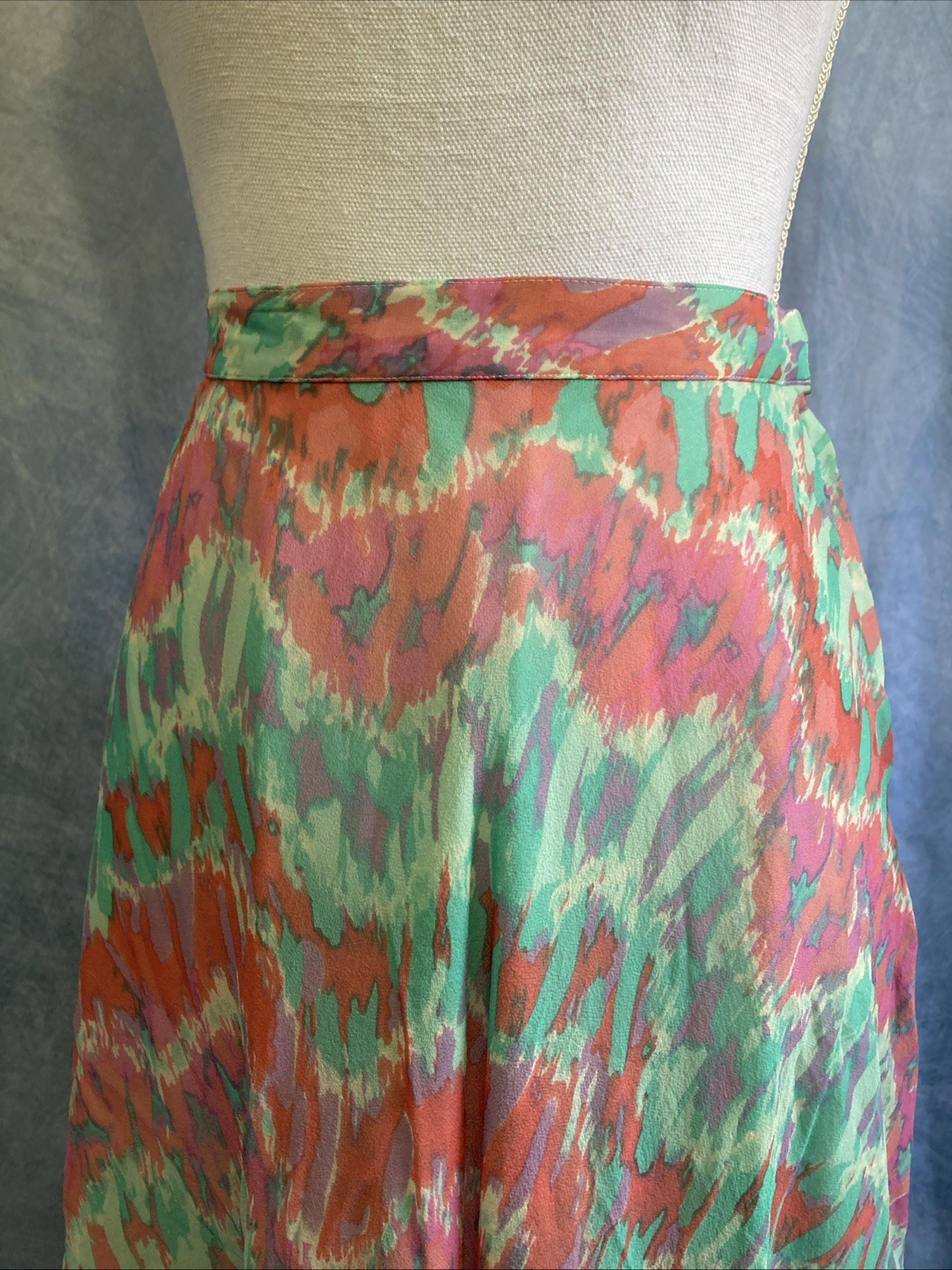 Vintage 80s Anne Crimmins Umi Collections 100% Silk Ikat Skirt Hong Kong Midi 4