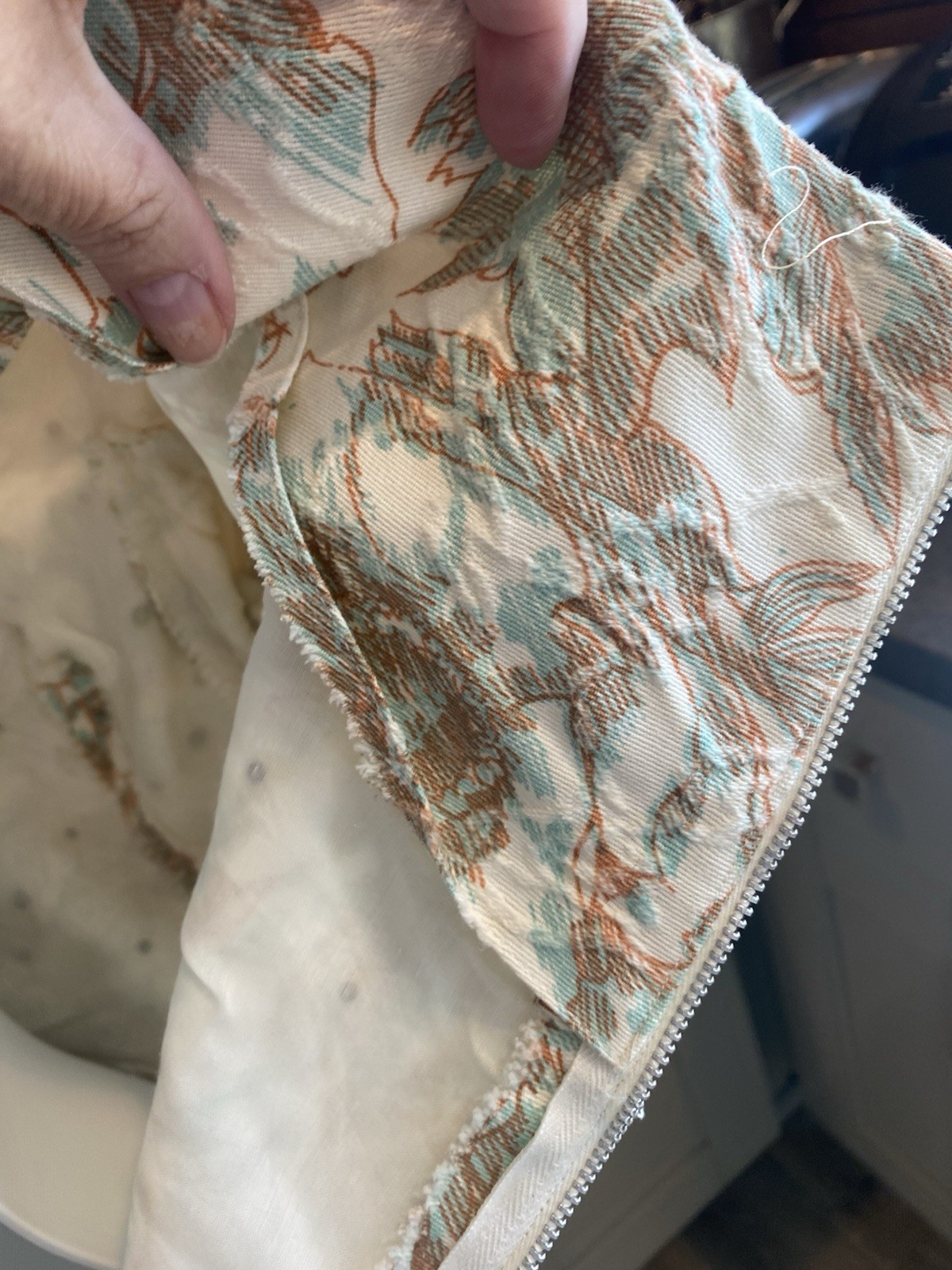 True VTG 1950s/60s Sequined All Over Floral Cocktail Dress Peach Ivory Aqua S/M