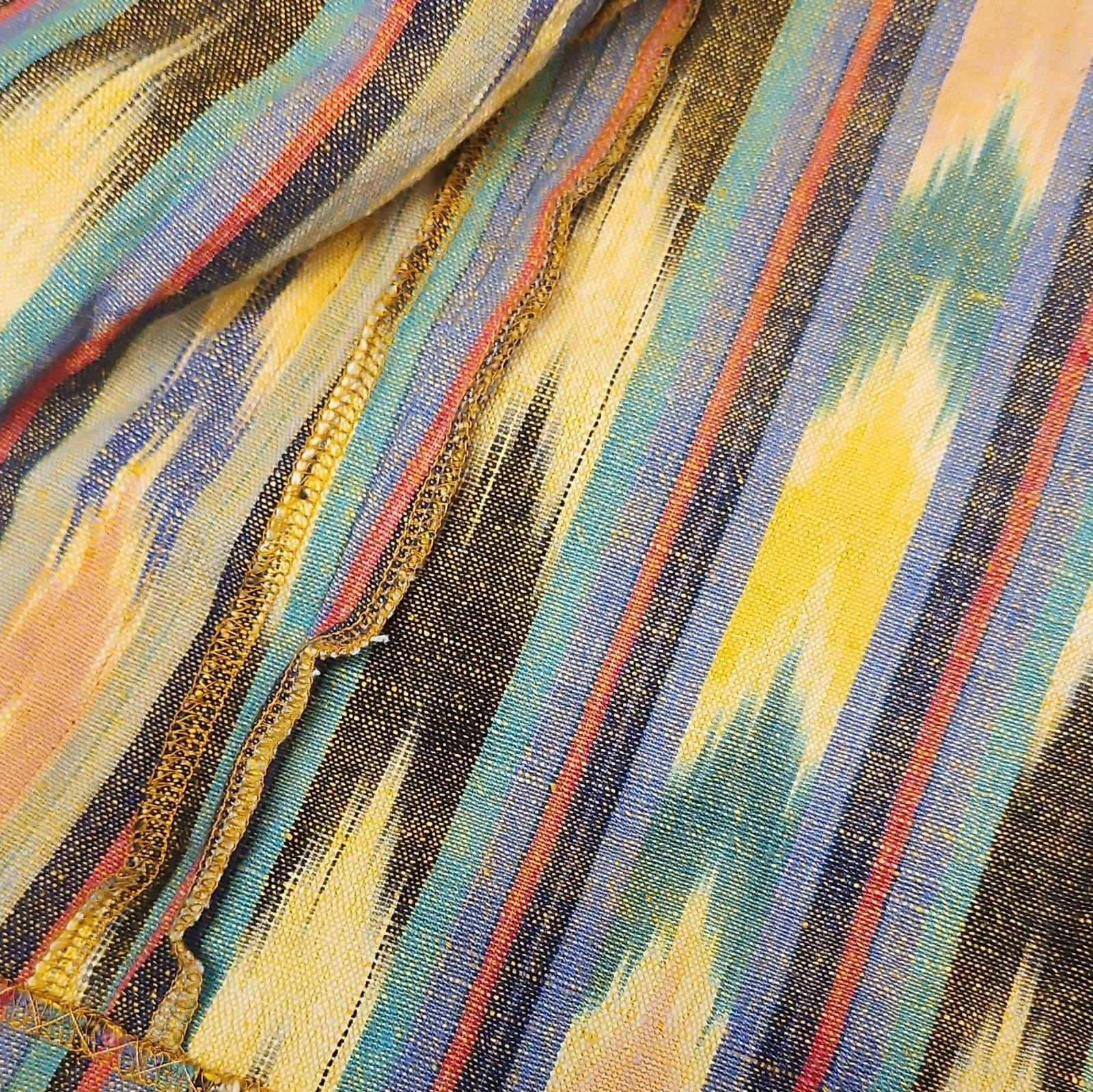 Multicolor Ikat Pattern Women&rsquo;s Jacket Long Sleeve Yellow Brown Blue Green Red