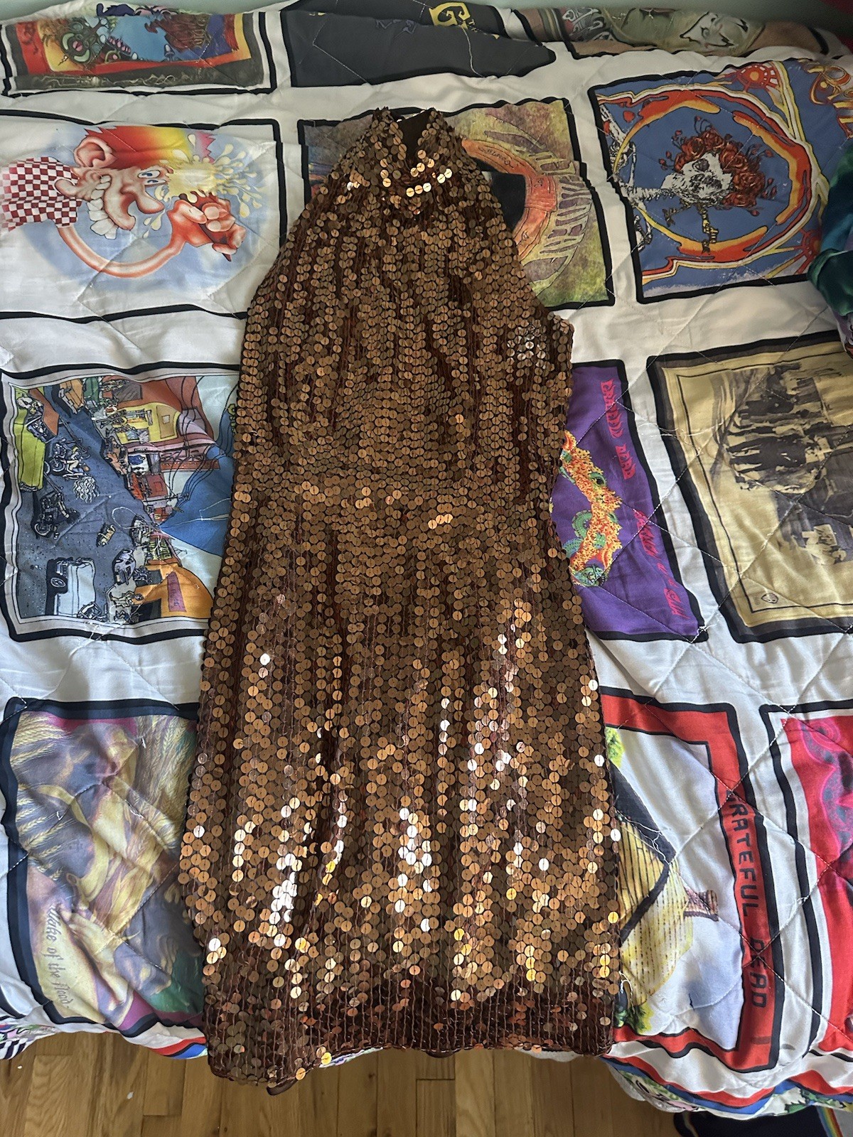 Brown Copper Sequin Y2K 2000/2010’s Flattering Dress
