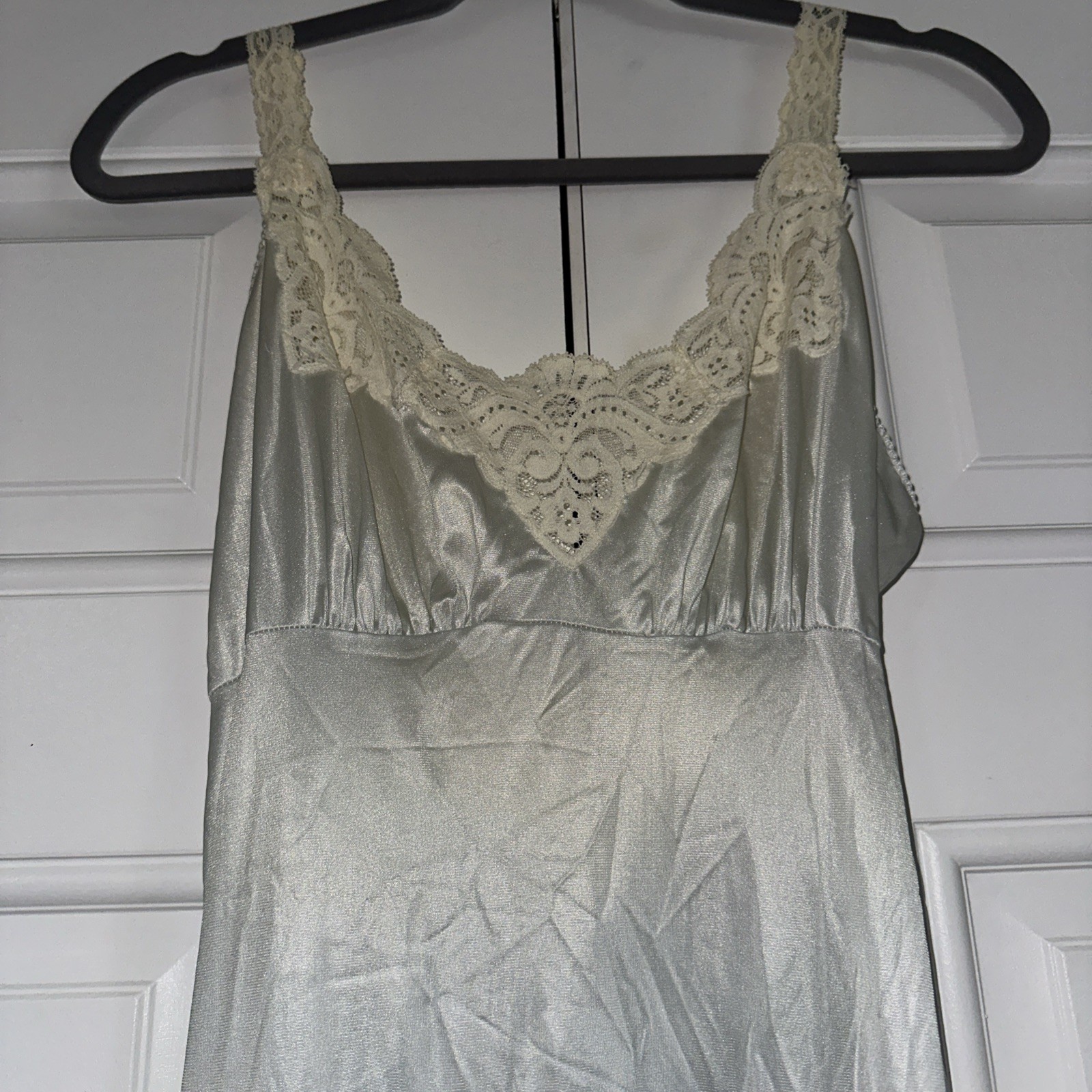 Vintage Miss Elaine Long Lt Blue Nightgown Peignoir Robe Set Petite Union USA