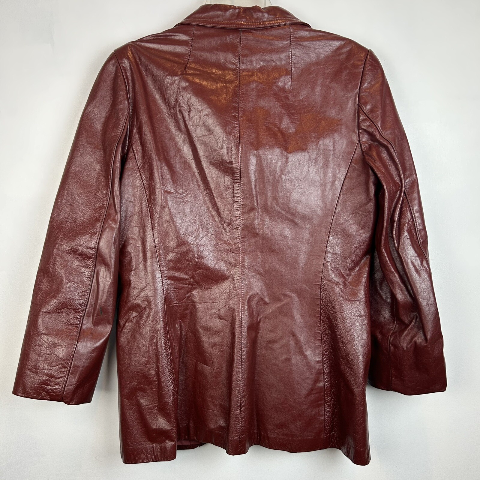 Vtg 70s Rust Brown Leather Jacket Short Womans 14 Made In Korea Read