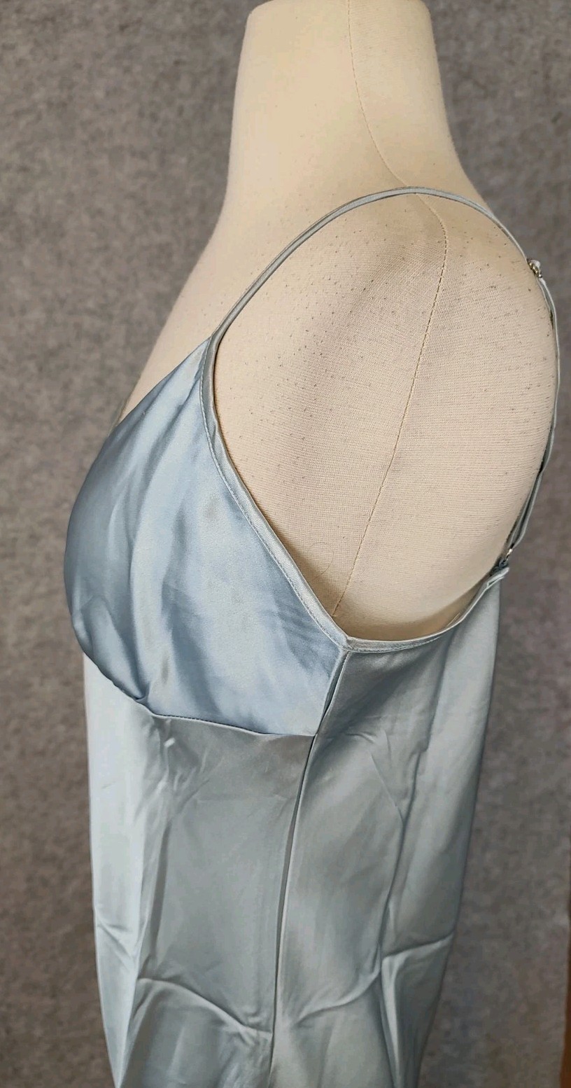 90s Y2K Vintage Slip Dress Size Small Powder Blue Shiny Coquette Fairy Chemise