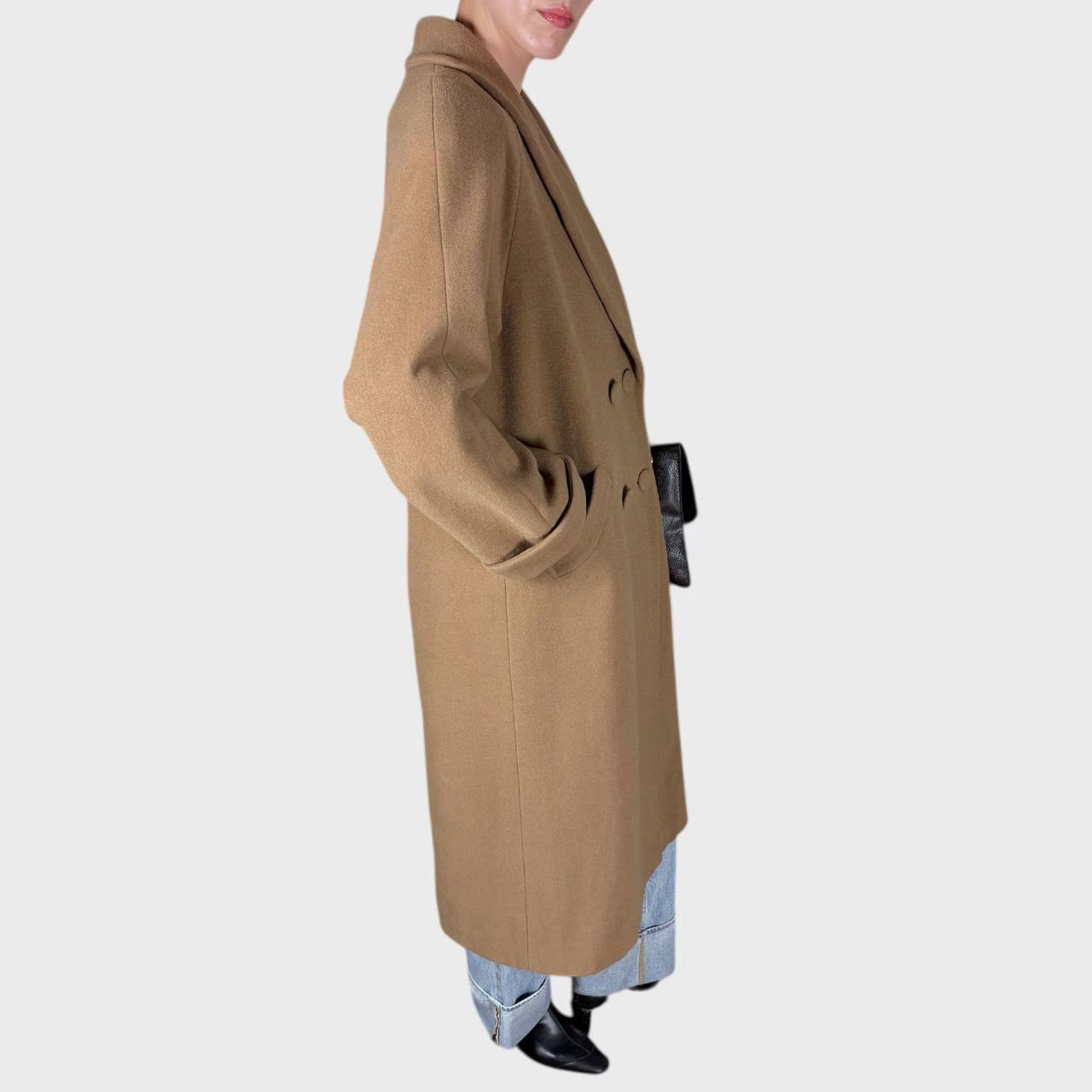 Vintage Beige Wool Coat Classic Minimalist Warm Winter Coat size US10/12; EU42
