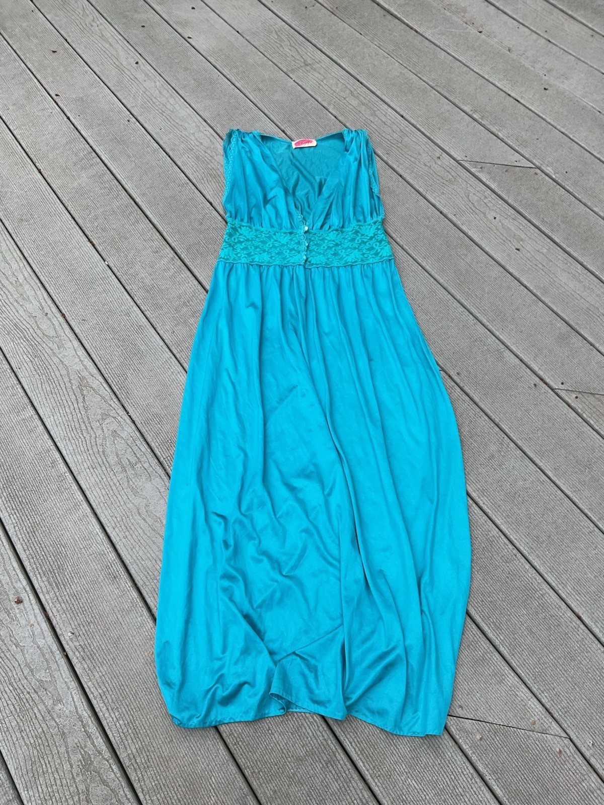 Vintage After Eight Turquoise Long Nightgown M/L