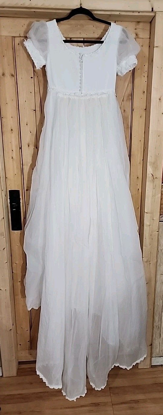 VTG ALFRED ANGELO ORIGINAL White Empire Waist Wedding Dress With DetachableTrain