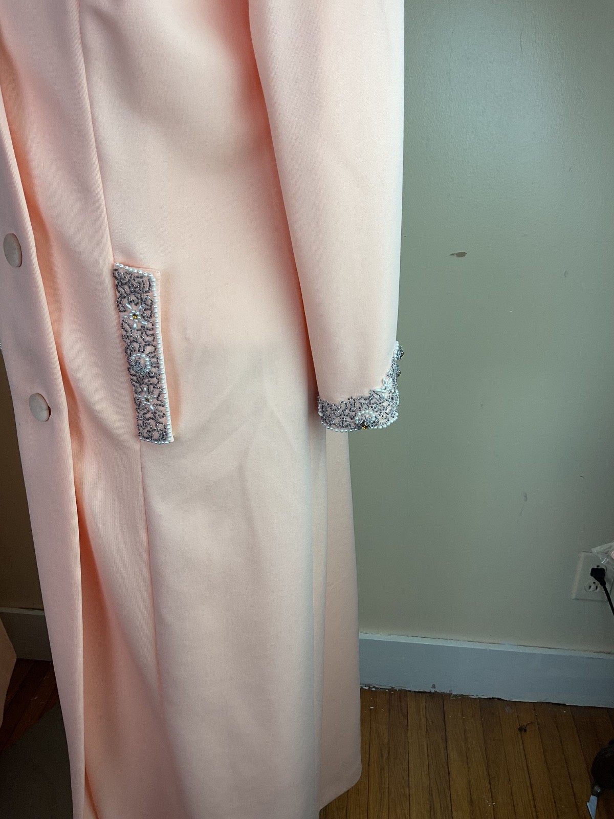 VTG 60’s Beaded Embellished Full Length Dress & Coat Formal S 4-6