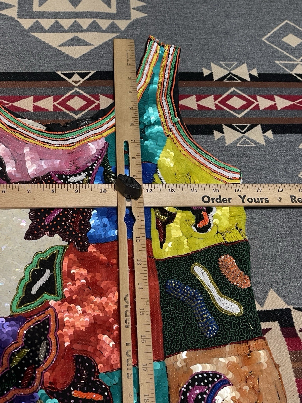 Vintage Frank Usher Silk Beaded Sequin Patchwork Dress India Size S HR