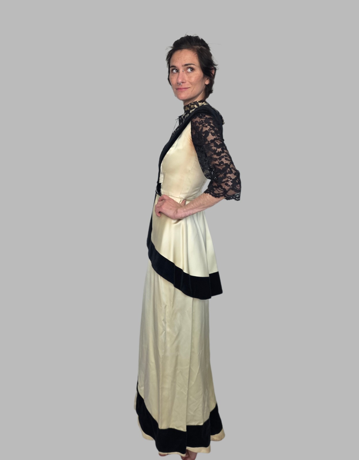 Authentic Edwardian Silk & Velvet Evening Gown | Titanic Era Dress c.1910 |…