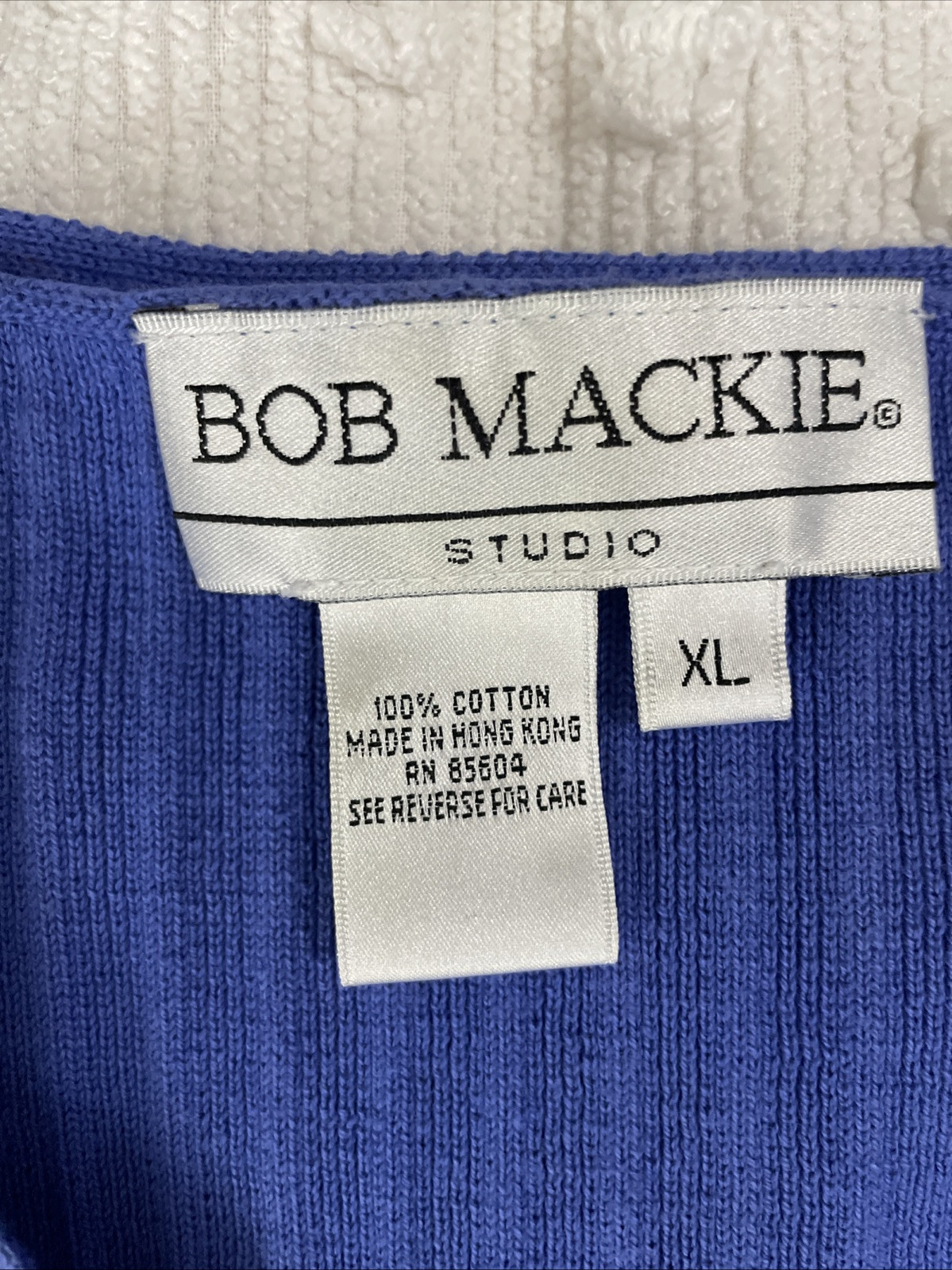 VTG Bob Mackie Studio Ribbed V-Neck Sweater Vest 100% Cotton Blue Women’s M/L