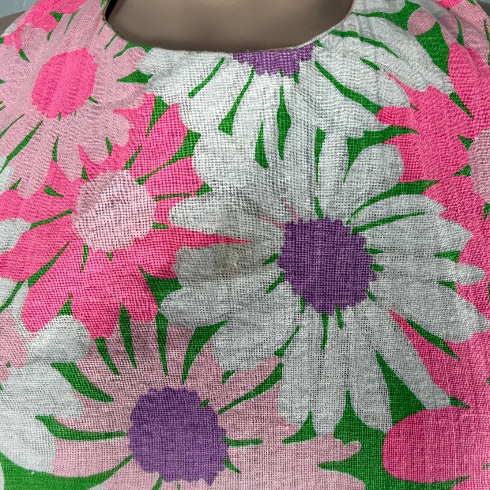 Vintage 70s Handmade Women&rsquo;s Dress Halter Floral 2 piece Set Bright Cotton JJ5