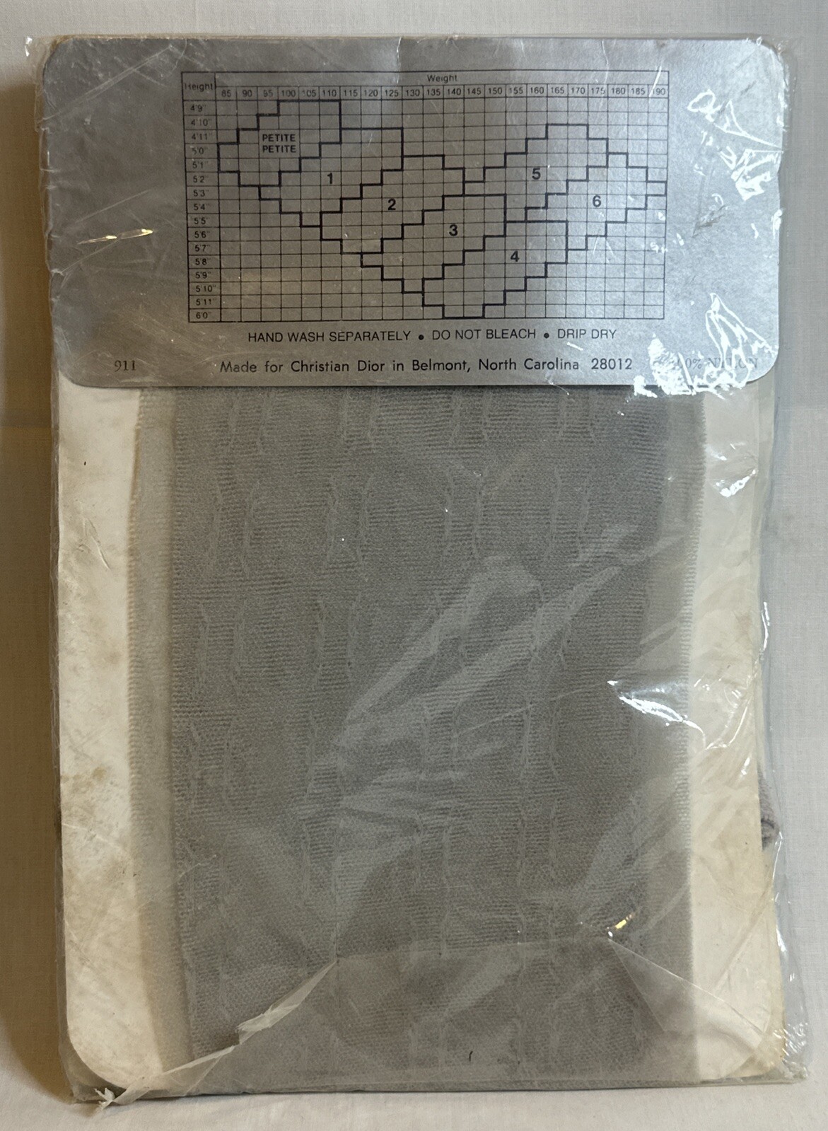 Vintage Christian Dior Select Irregulars French Net Crystal Grey Pantyhose-Small