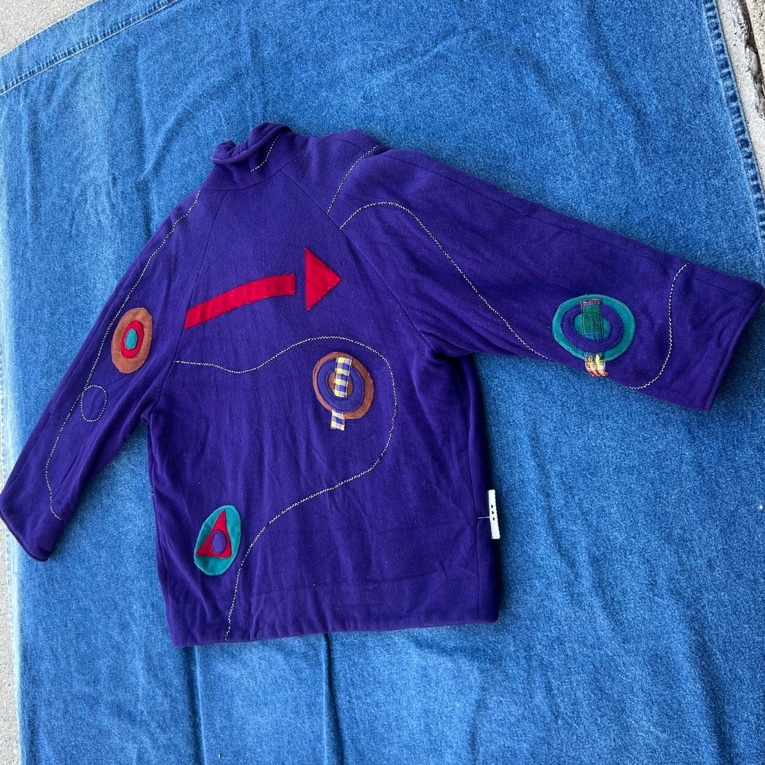 90s Canvasbacks abstract patchwork wool coat