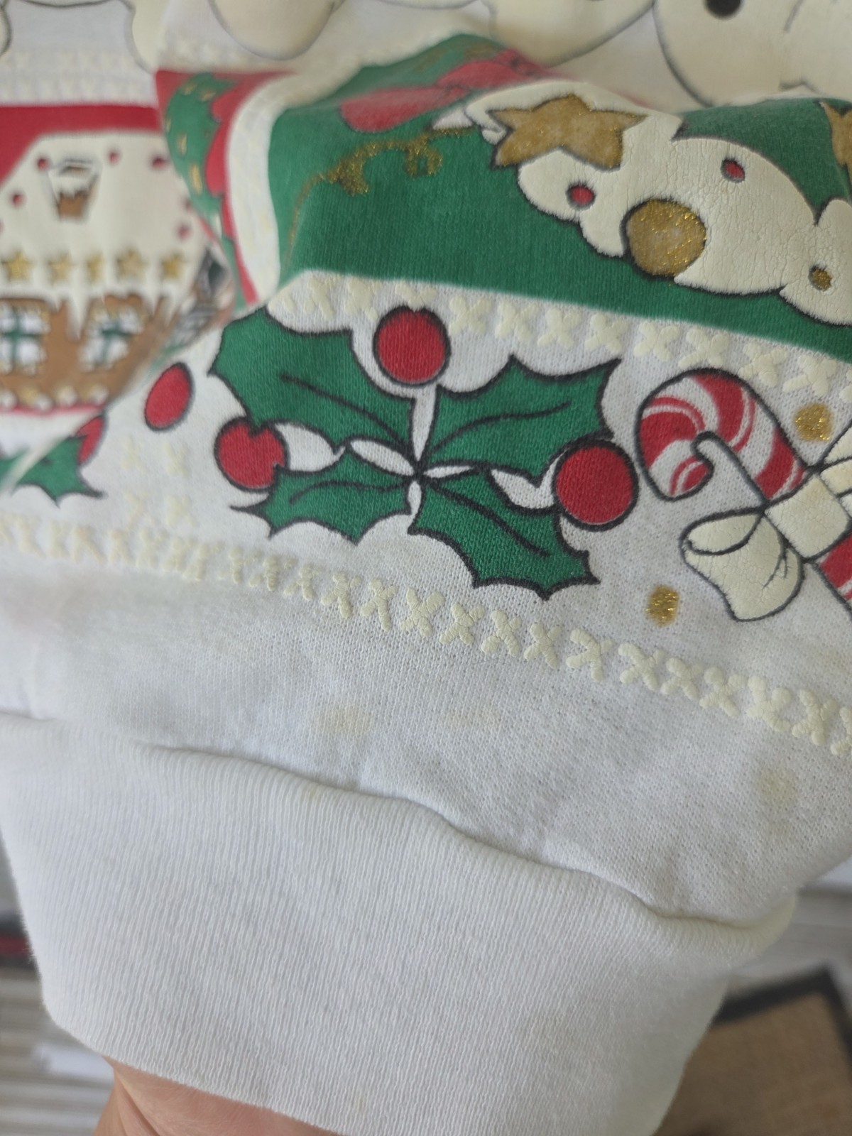 Vintage 90s Holiday Teddy Bear Christmas Sweatshirt Small Pullover Grannycore