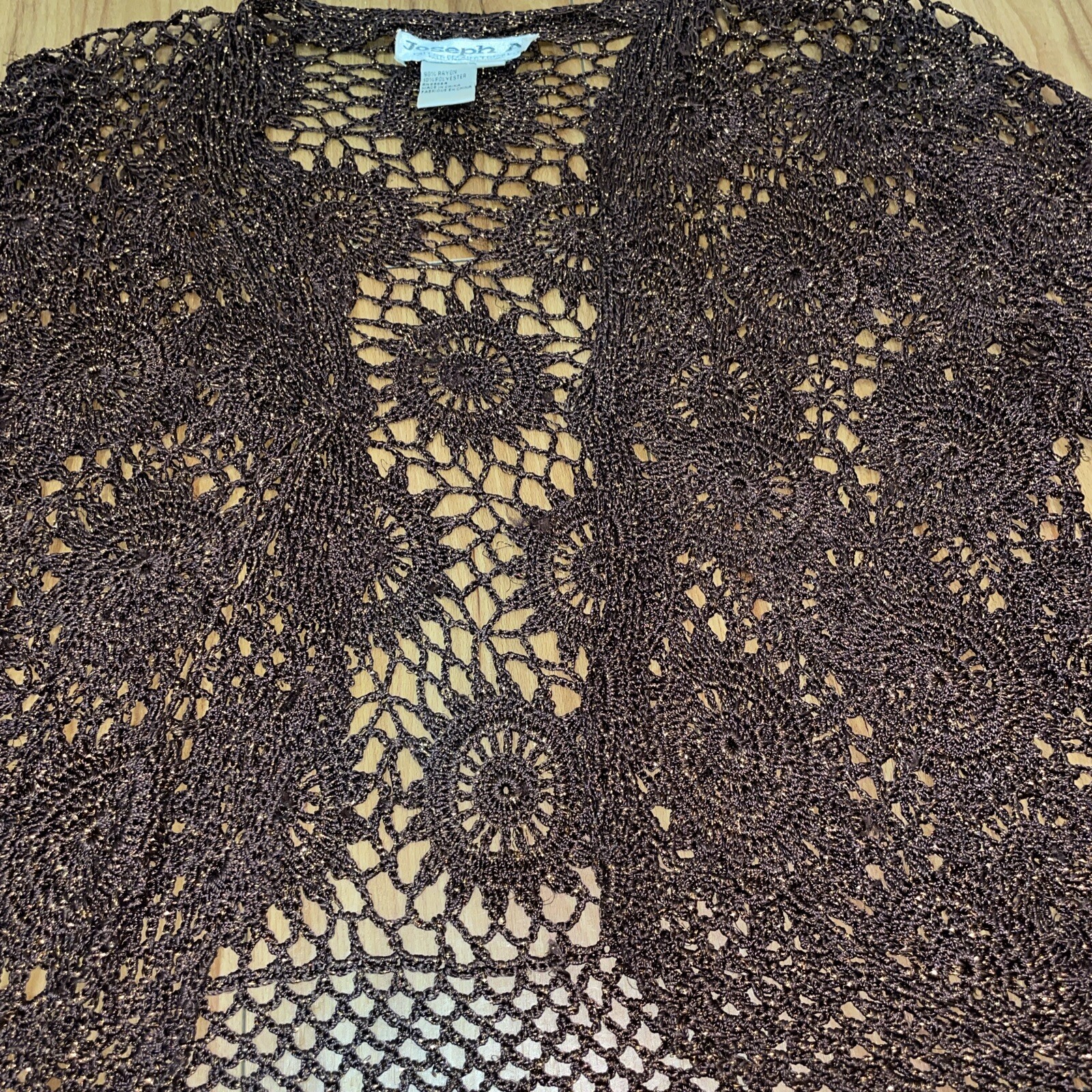 RARE- Vtg Brown & Copper Boho Crochet Top & Cardigan Sizes S/M (Joseph A.)