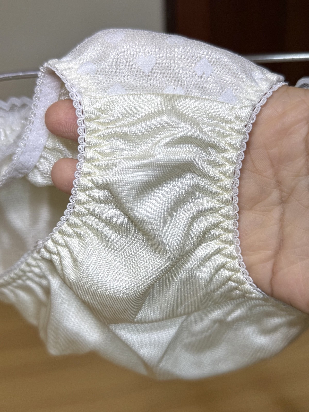 Vintage Pale Yellow Polyester Panty Nylon Lace Sissy Bikini Hi Cut Brief Sz.5