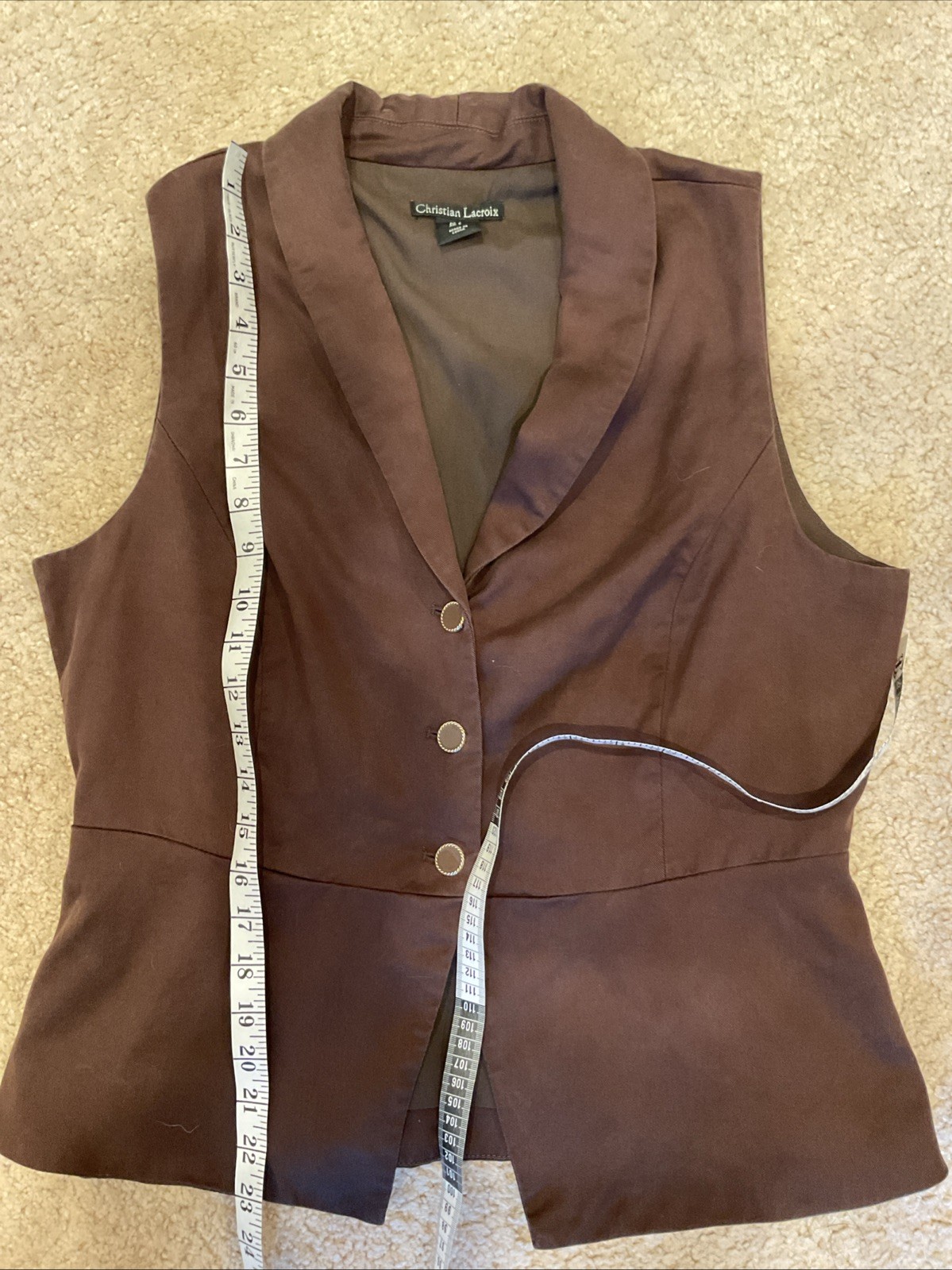 Vintage Christian Lacroix Women’s Fitted Suit Vest Brown Size L