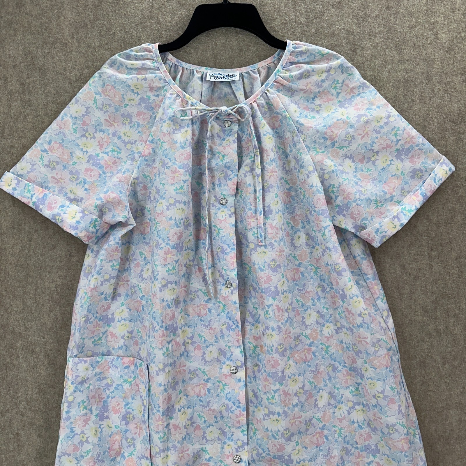 VTG Lounge Around Womens LG Snap Buttons Pink Floral Made In USA Floral