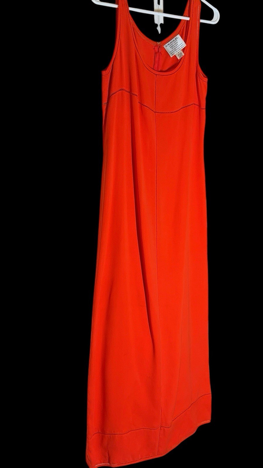 Vtg EMANUEL UNGARO 100% Silk Maxi Dress Orange DESIGNER SAMPLE 90s Runway 8