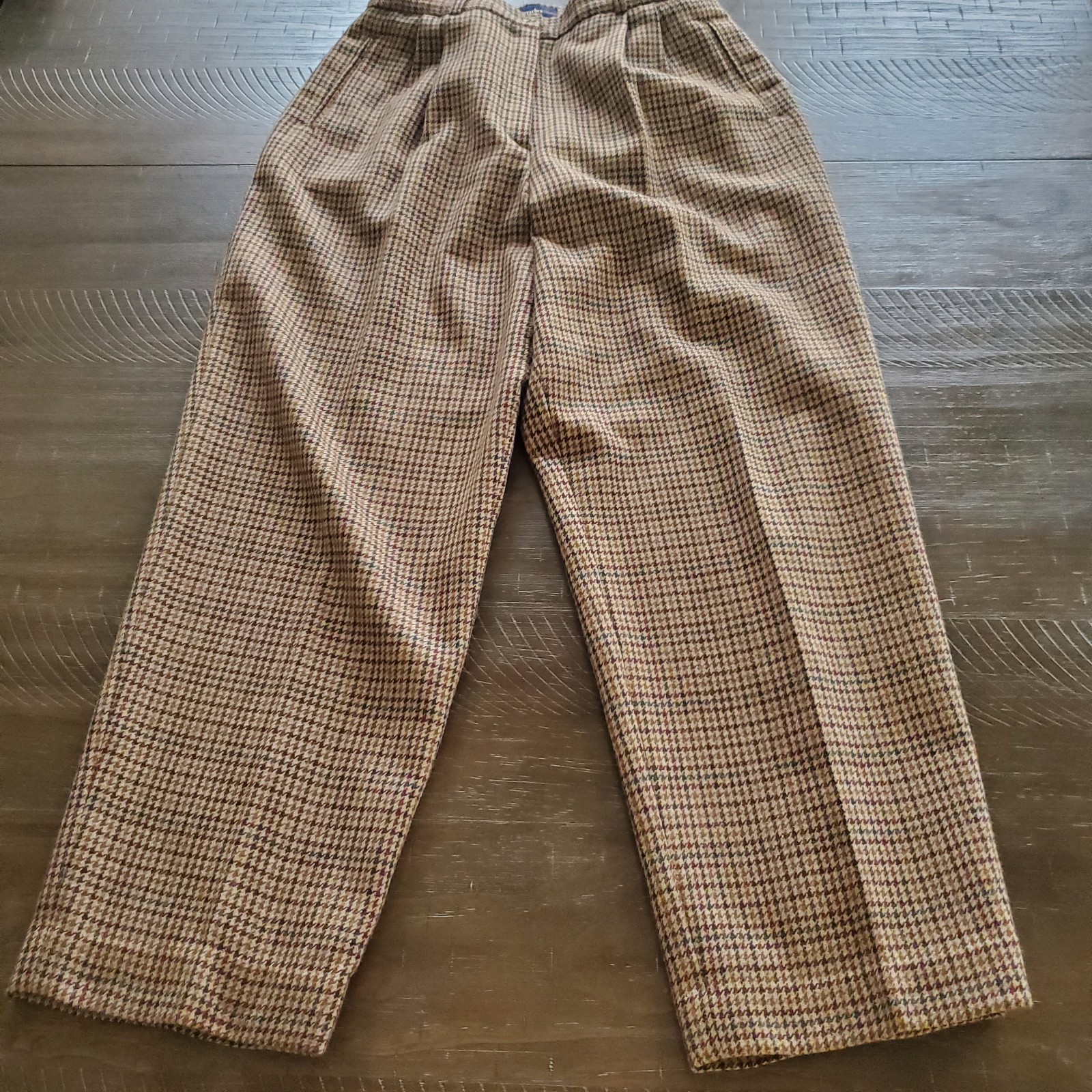 VINTAGE Breeches Brown Houndstooth Equestrian Alpaca Wool Pants Made In USA Size