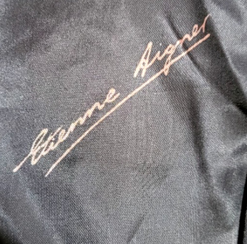 80s VTG Etienne Aigner Black Double Breasted Long Trench Coat Belted Pockets 8