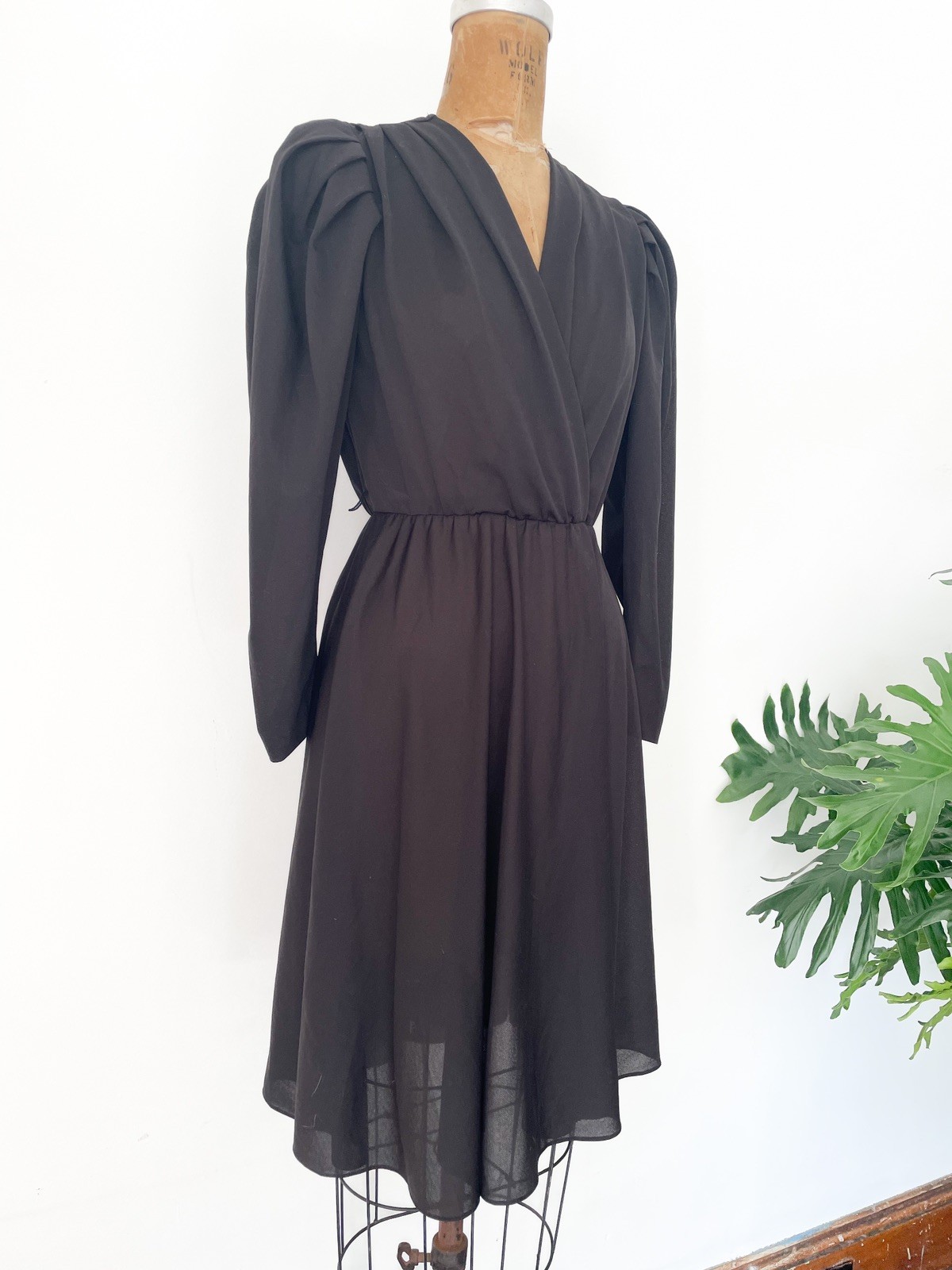 Vintage 1970’s – Early ‘80s Black Disco Dress Puff Sleeves ILGWU USA XS/S