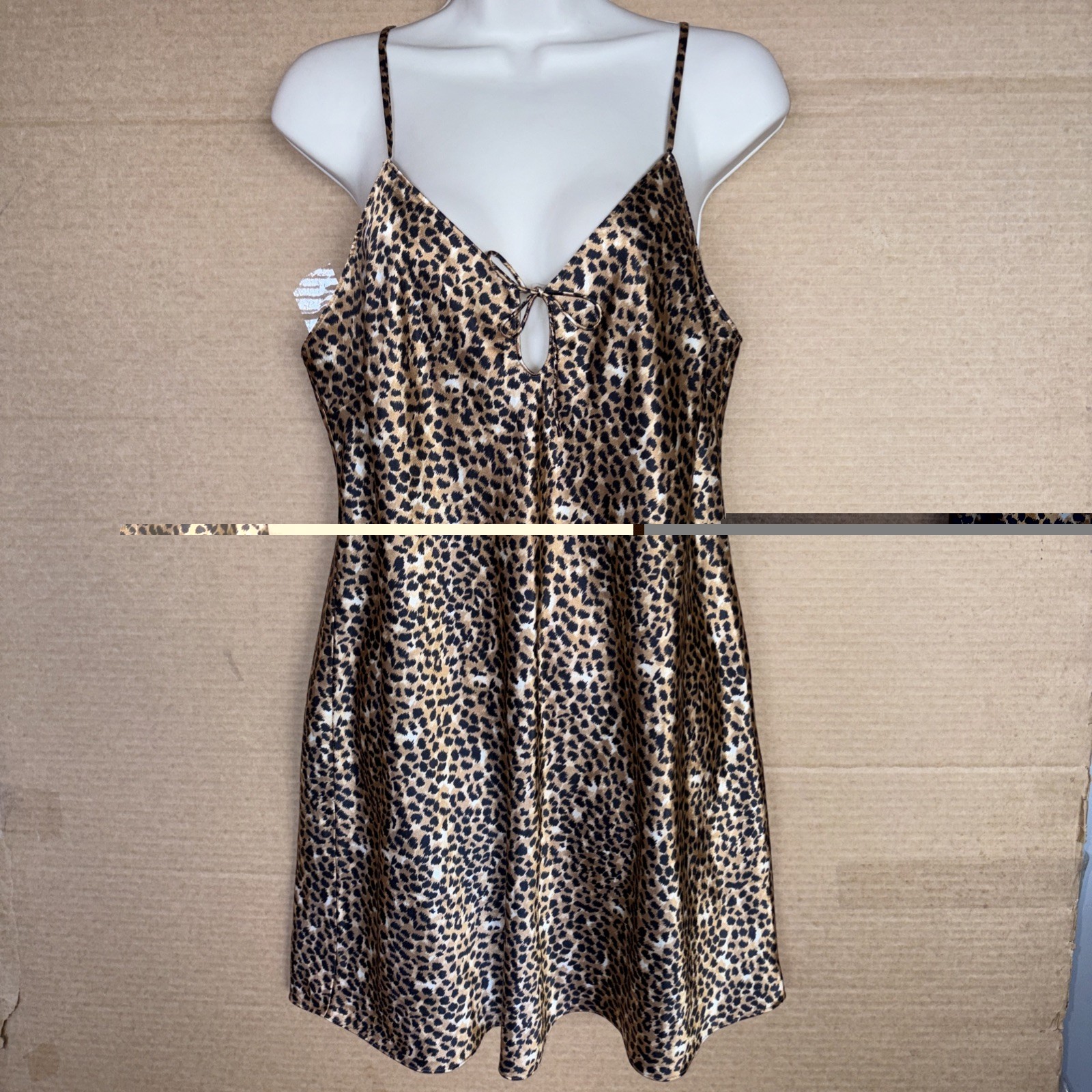 Vintage August Silk Intimates Cheetah Leopard Large Polyester Nightgown lingerie