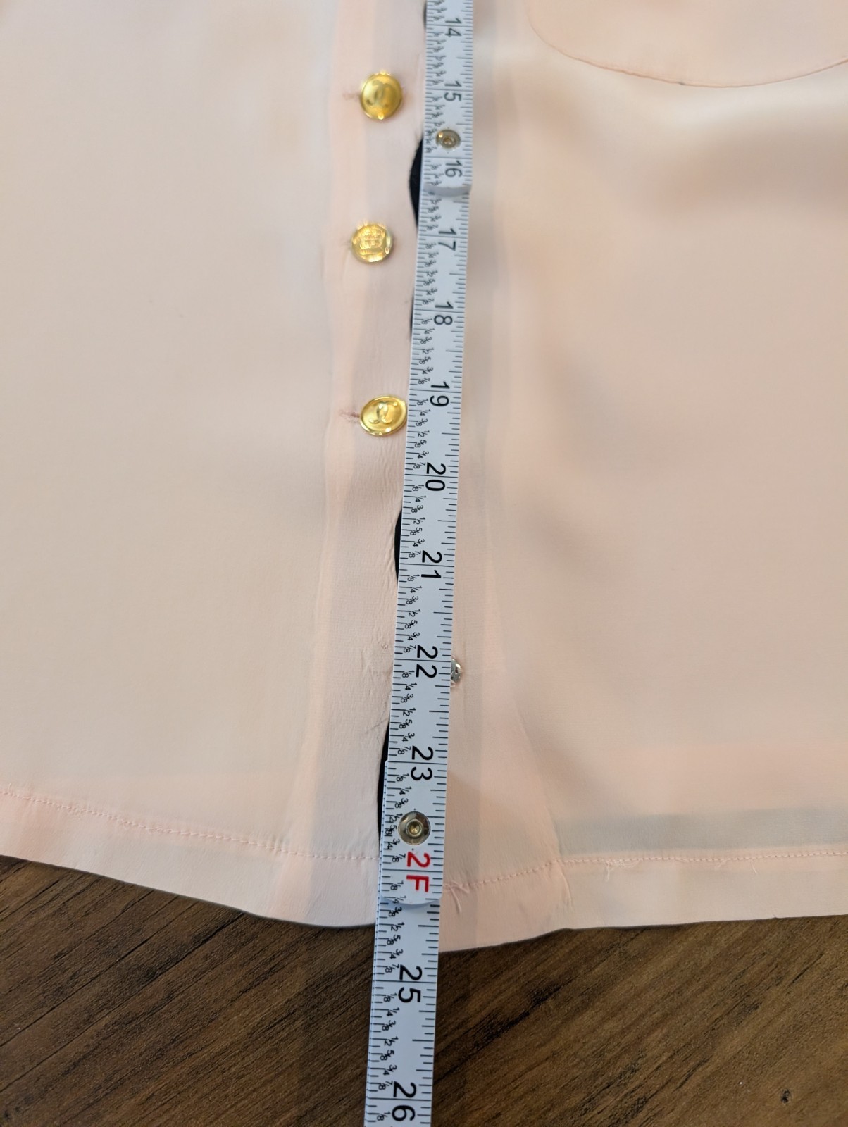 Vintage Blush Pink Button Front Gold CC Buttons Black Trim Sz L *READ*