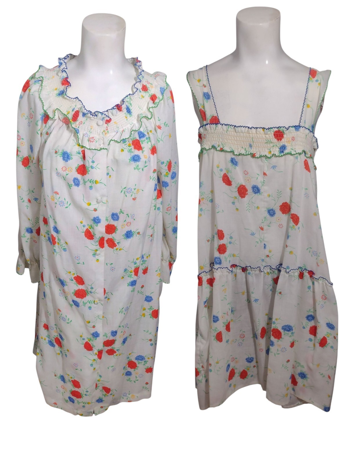 Vtg Gilligan O&rsquo;Malley Floral Smocked Nightgown Robe Set Size S Cottage Prairie