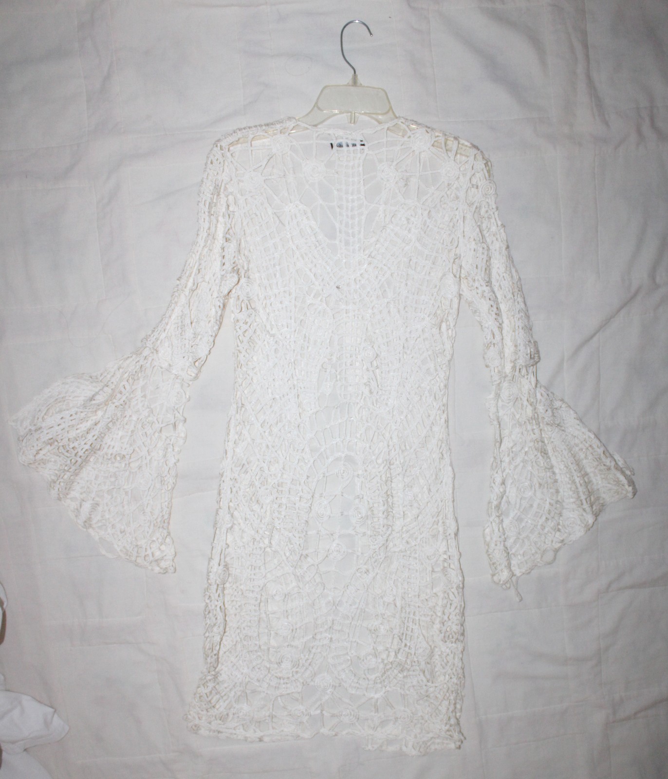 Dolce Cabo Ribbon Jacket Duster Style Open Weave White Medium