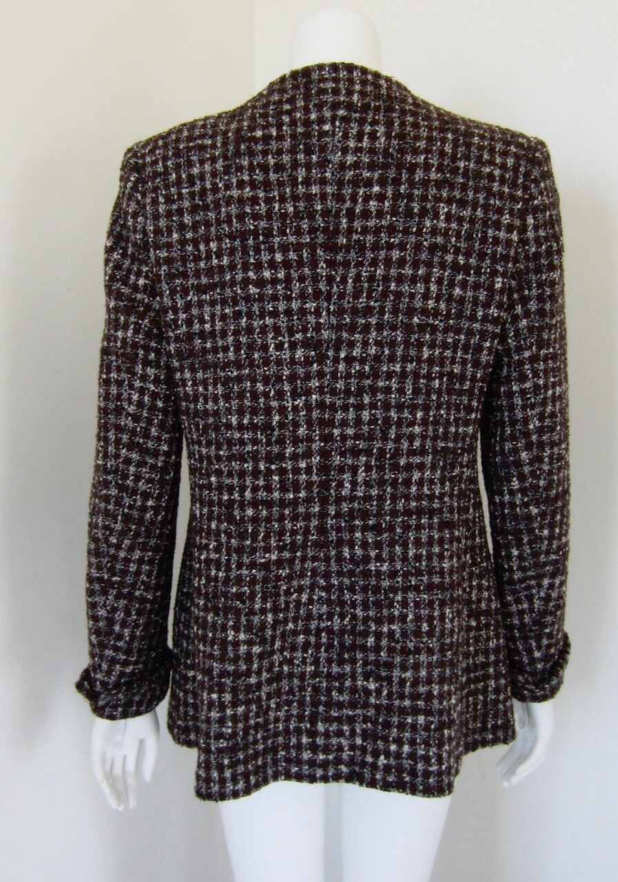 Vintage Joan & David Brown Tweed Jacket Made In Italy Size 46/12