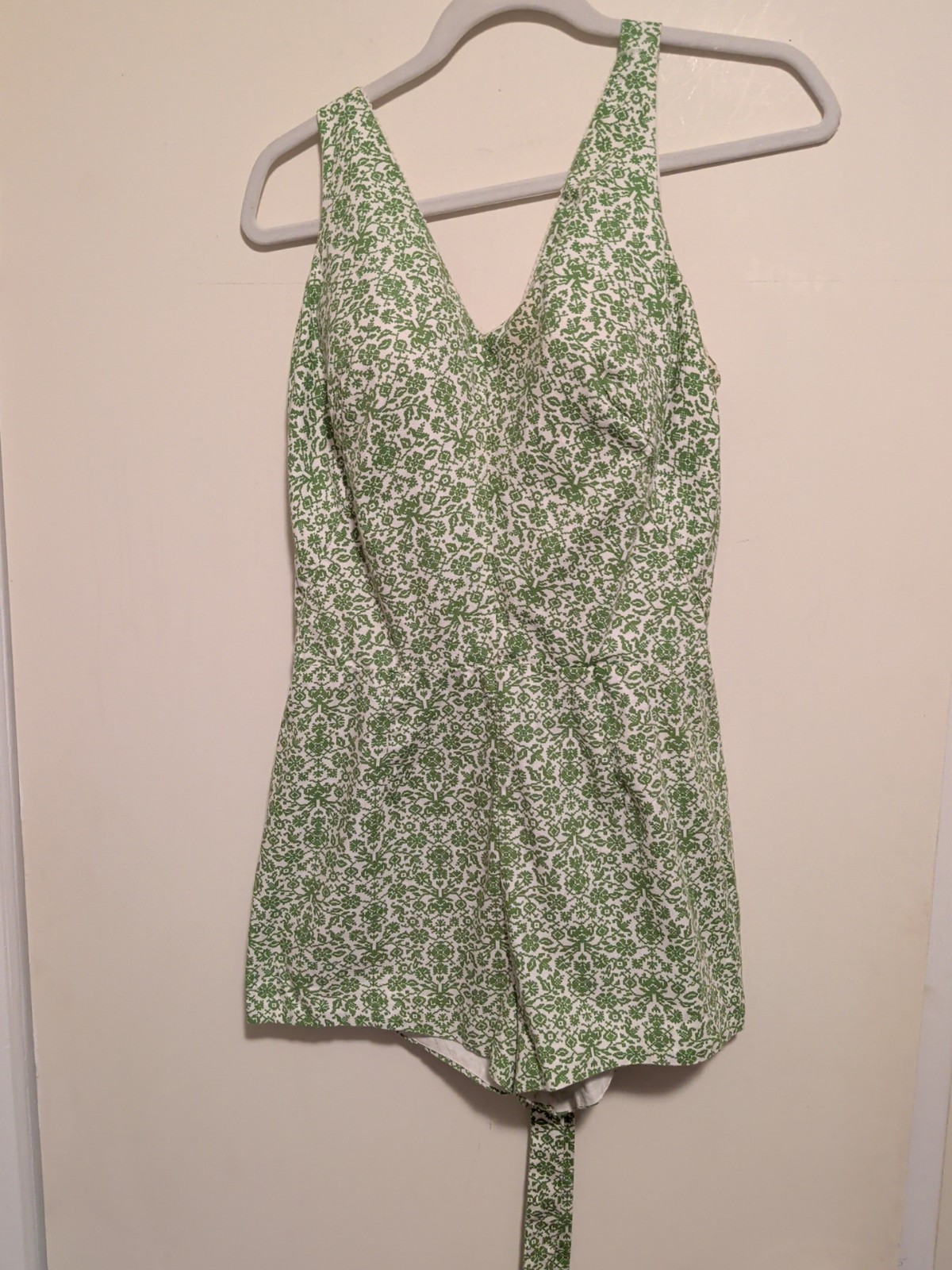 Vintage 40s Handmade Pinup Rockabilly Romper Built-in Bra 36C