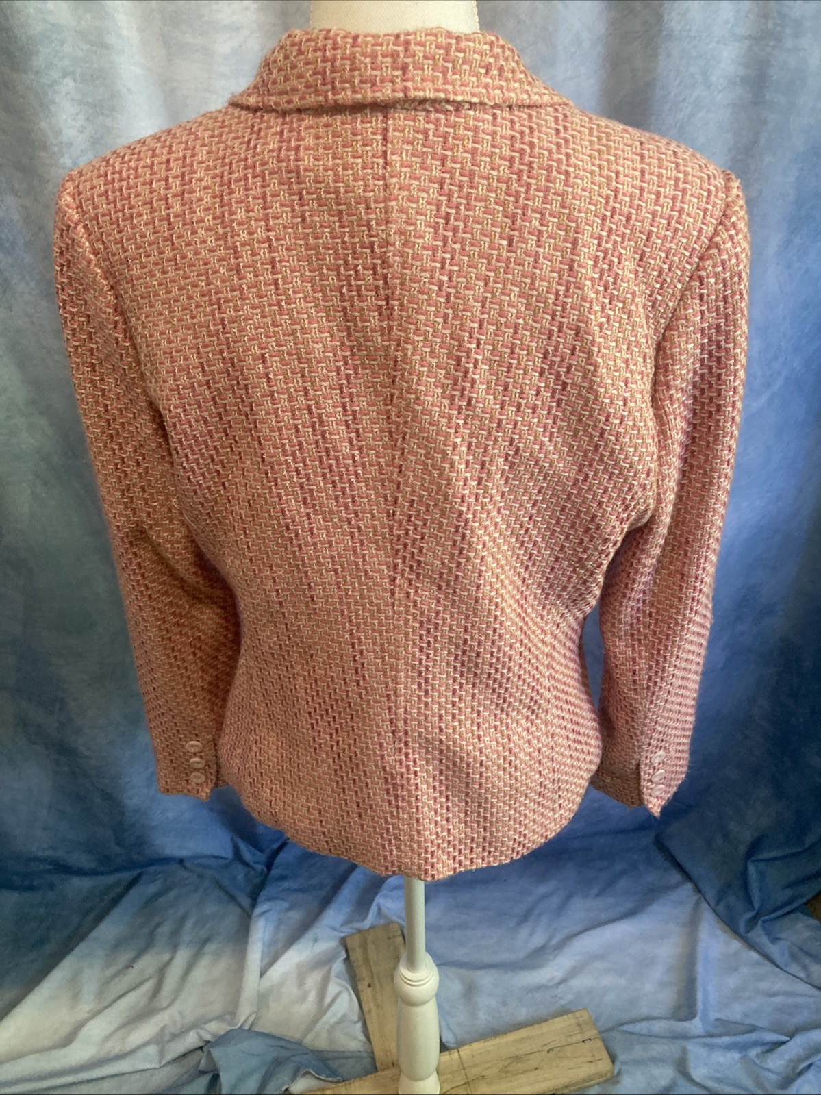 VTG 90s Y2K Villager Liz Claiborne Pink Tweed Blazer Jacket Lined Size 10