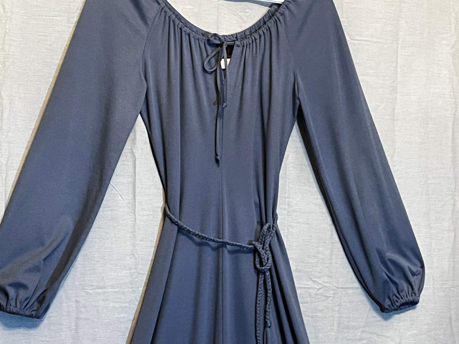 Clovis Ruffin Ruffinwear Blue/Gray Off the Shoulder Long Dress