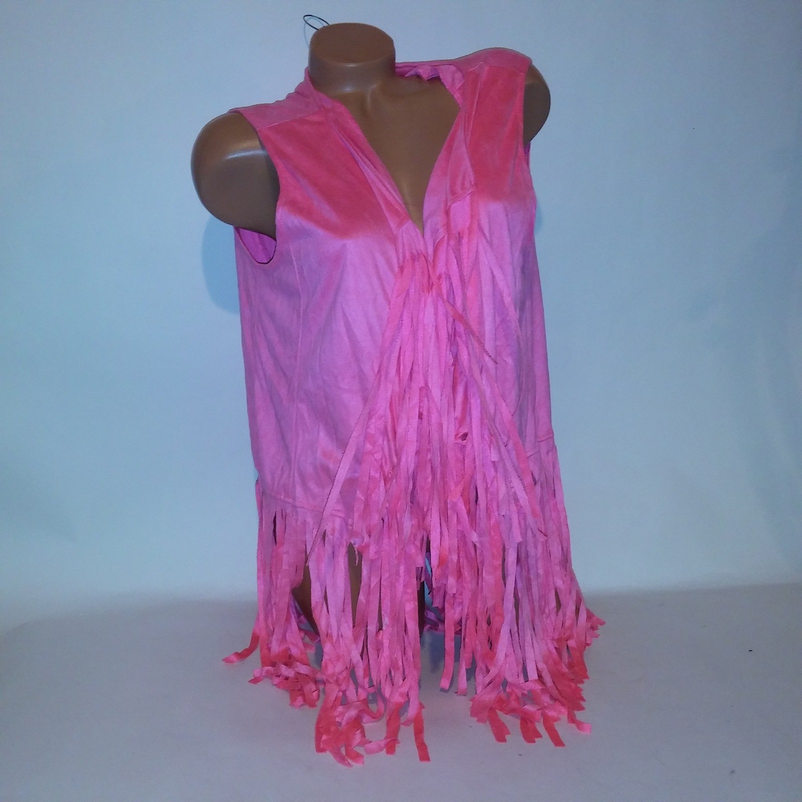 Halloween Costume 2X Pink Vest Fringe Rodeo Barbie Solid Cowboy Girly