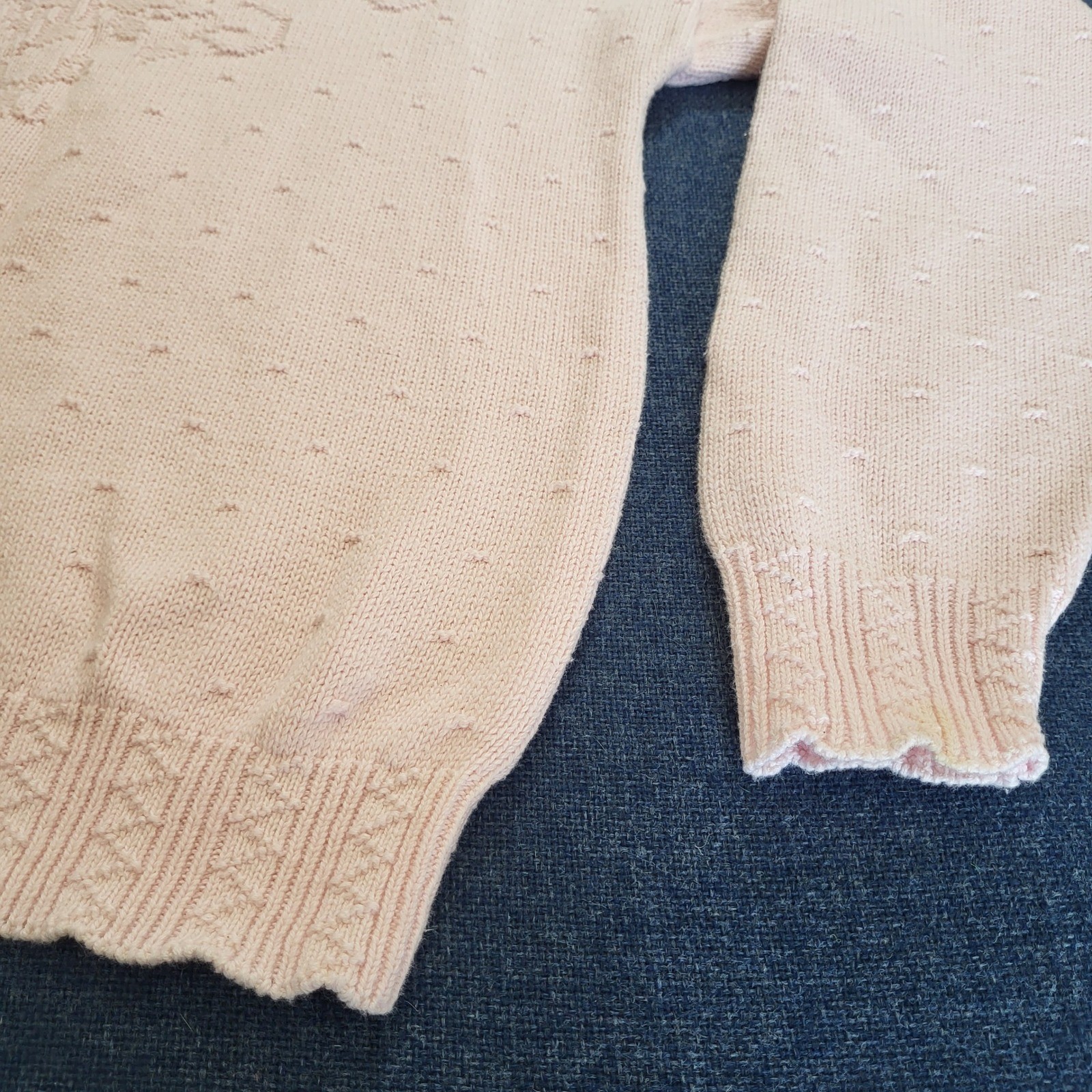 United States Sweaters Vintage Pink Floral Cotton Knit Pullover Made in USA Med
