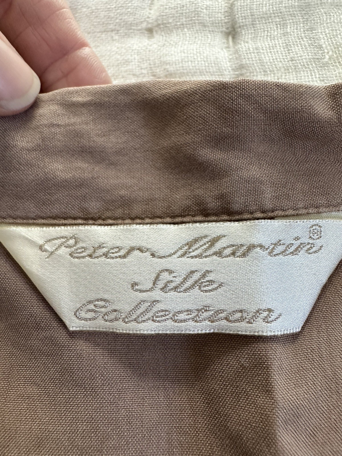 Vintage Peter Martin Quiet Luxury Brown 100% Silk Blouse Large