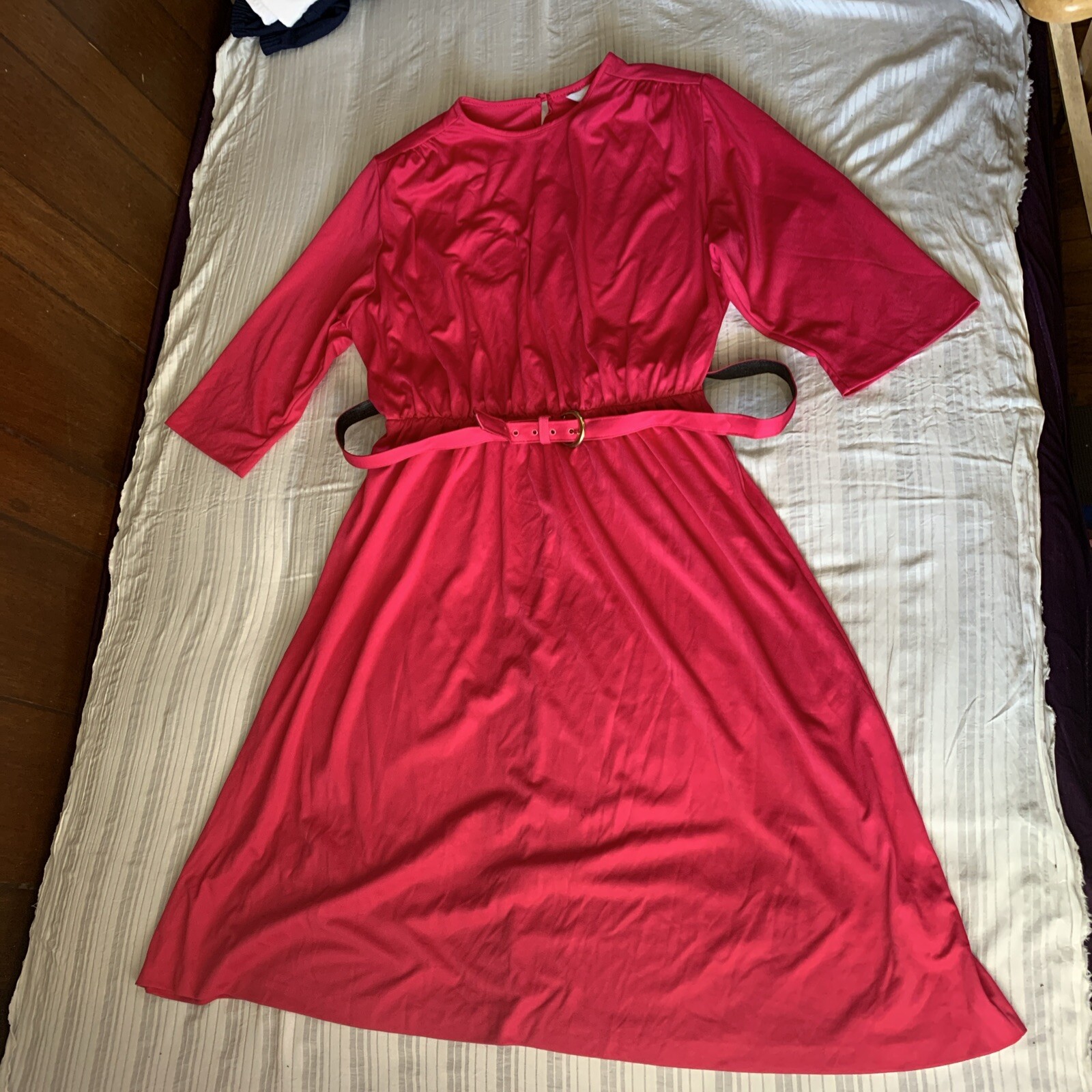 Vintage BLAIR size 20.5 Pink Belted Dress Shoulder Pads
