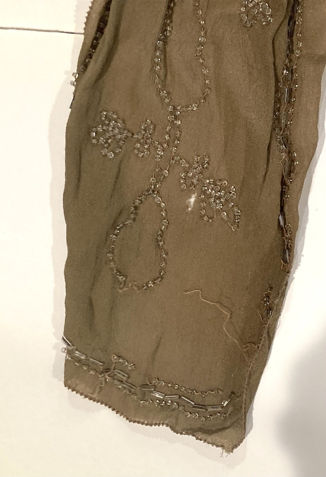 Vintage 1920s silk beaded flapper dress as is B 38