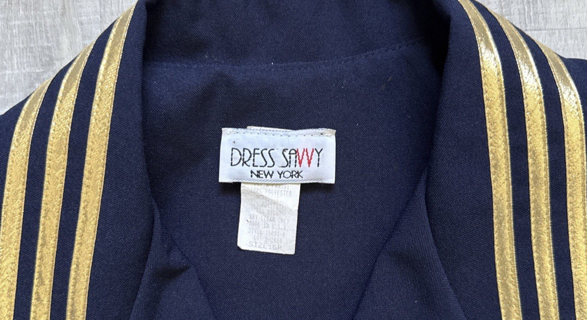 1980s 1990s Navy and Gold Nautical Double Breasted Jacket