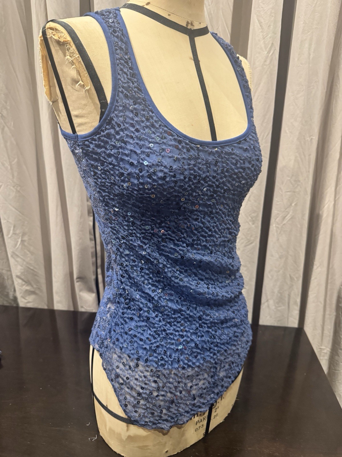 Ann Ferriday Drape Embroidered Pucker Sequin And Lace Top S /M