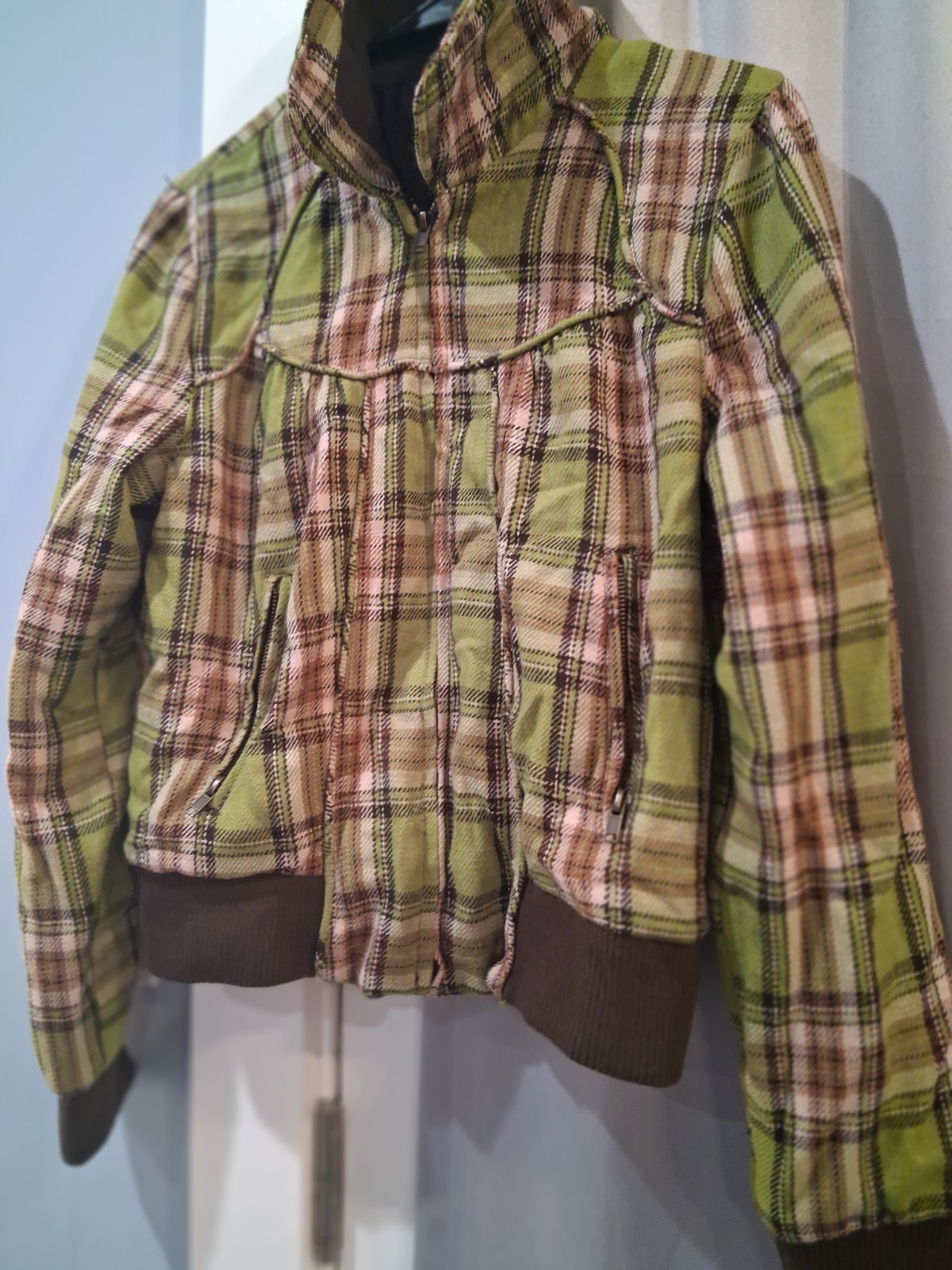 Vintage Wet Seal Zip Jacket Rare In Green Plaid Size Large 2000s Y2K Era VTG