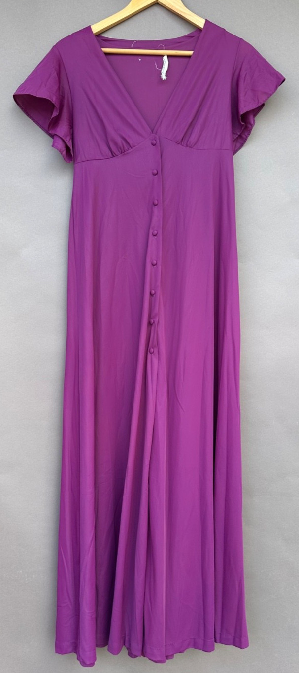 VTG John Kloss Cira S Purple Peignoir Robe Nightgown Negligee Set Old Hollywood