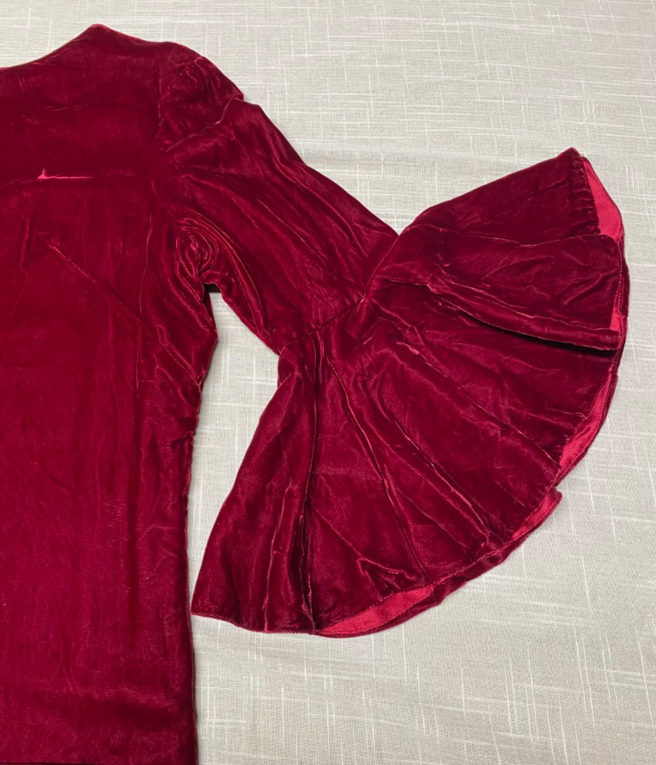 Vintage Velvet Dress 60s Maxi Handmade Red Burgundy Gothic Witchy Mod Glam 1960s