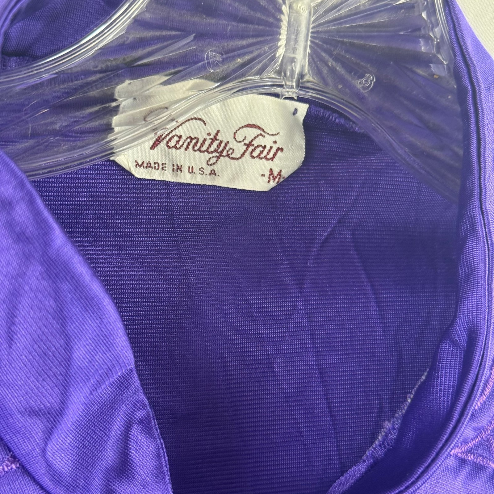 Vintage Vanity Fair Womens Large Purple Satin Nightgown House Coat Robe Button F